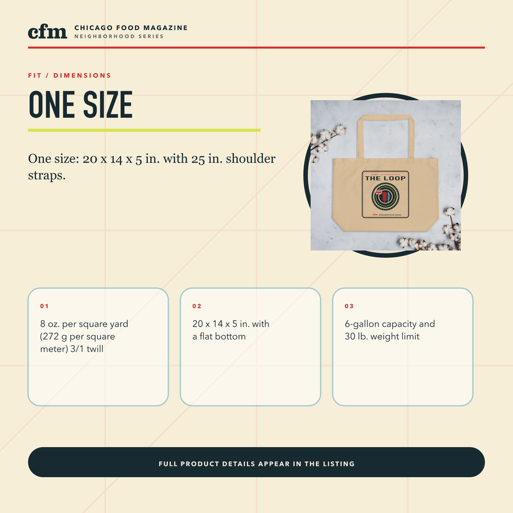 The Loop organic market tote, size, fit, and dimensions guide