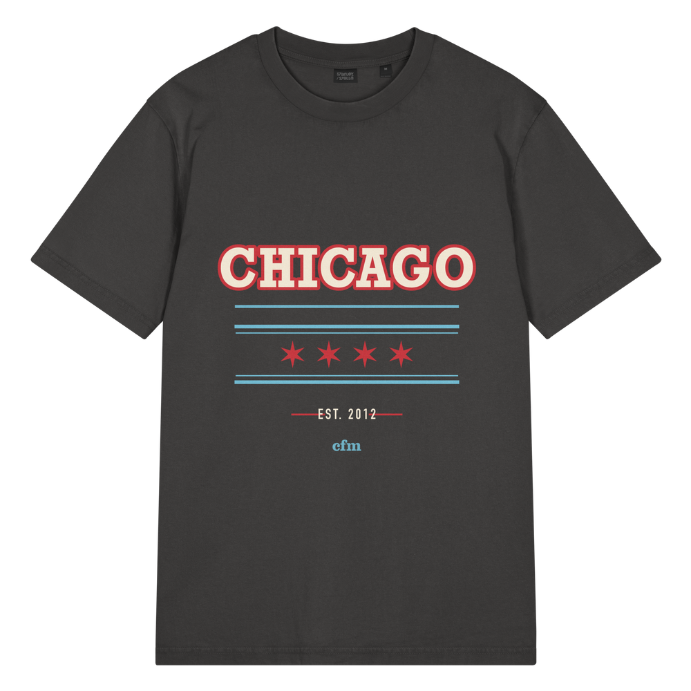 Chicago Collegiate garment-dyed T-shirt in black, primary view