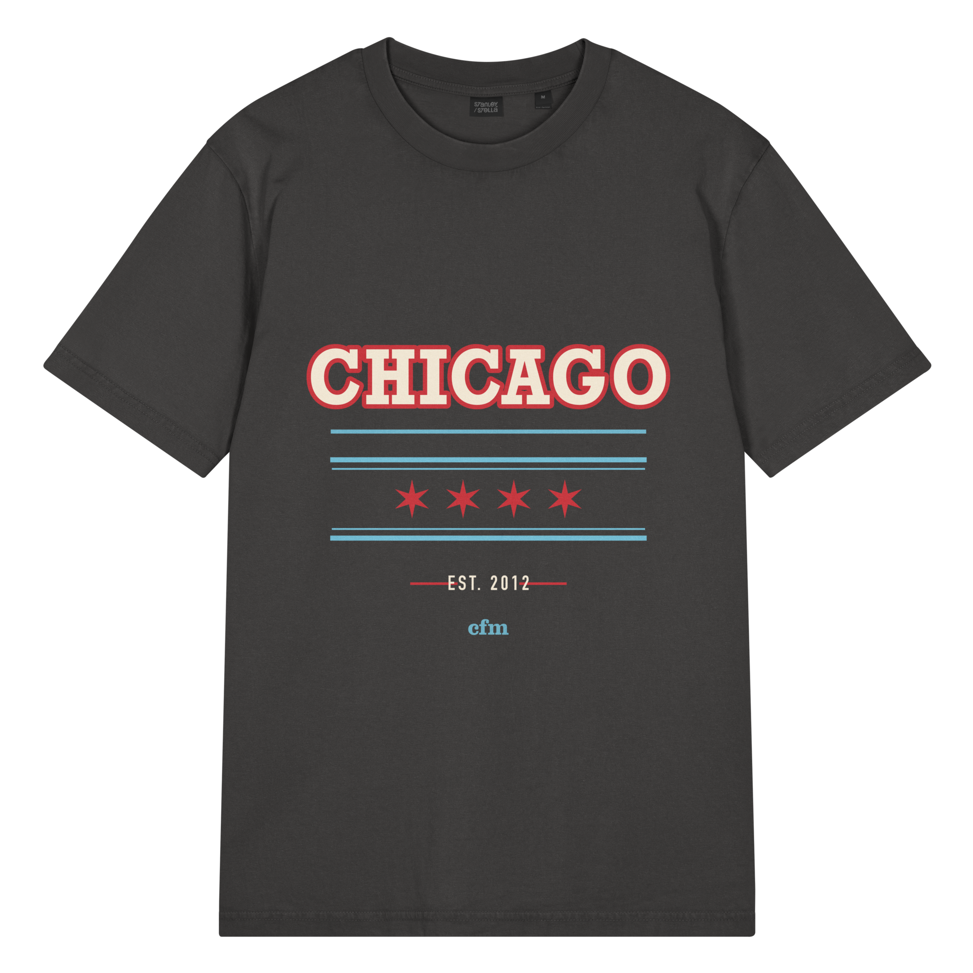 Chicago Collegiate garment-dyed T-shirt in black, primary view