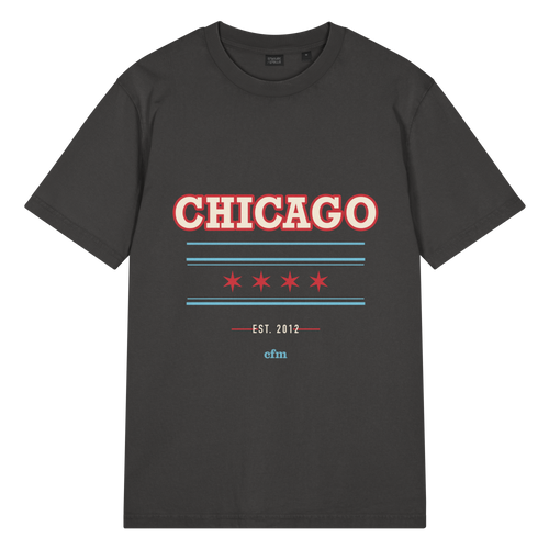 Chicago Collegiate garment-dyed T-shirt in black, primary view