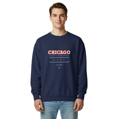 Chicago Collegiate garment-dyed crewneck in True Navy, primary view