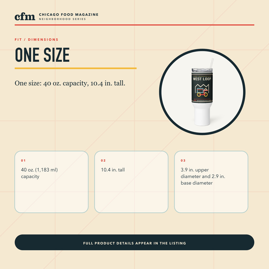 West Loop 40 oz travel mug, size, fit, and dimensions guide