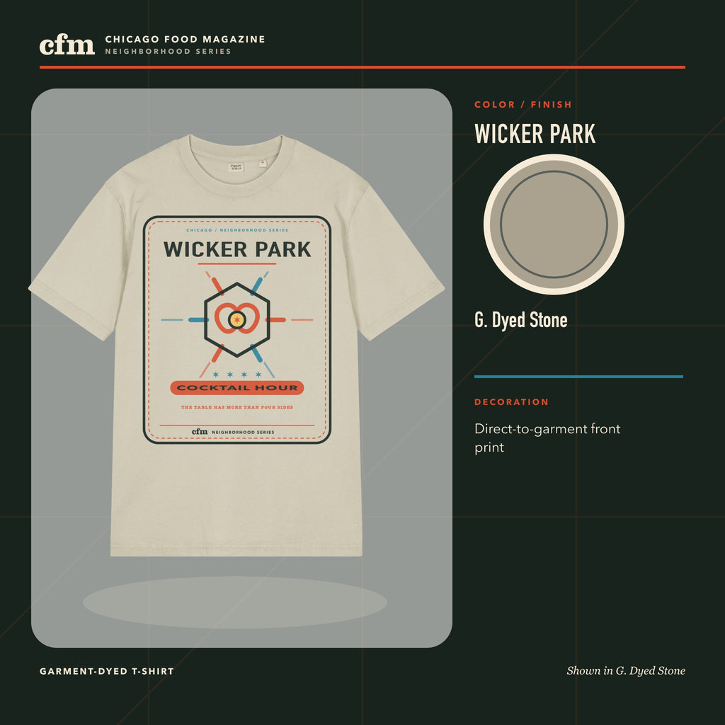 Wicker Park garment-dyed t-shirt, G. Dyed Stone color and finish