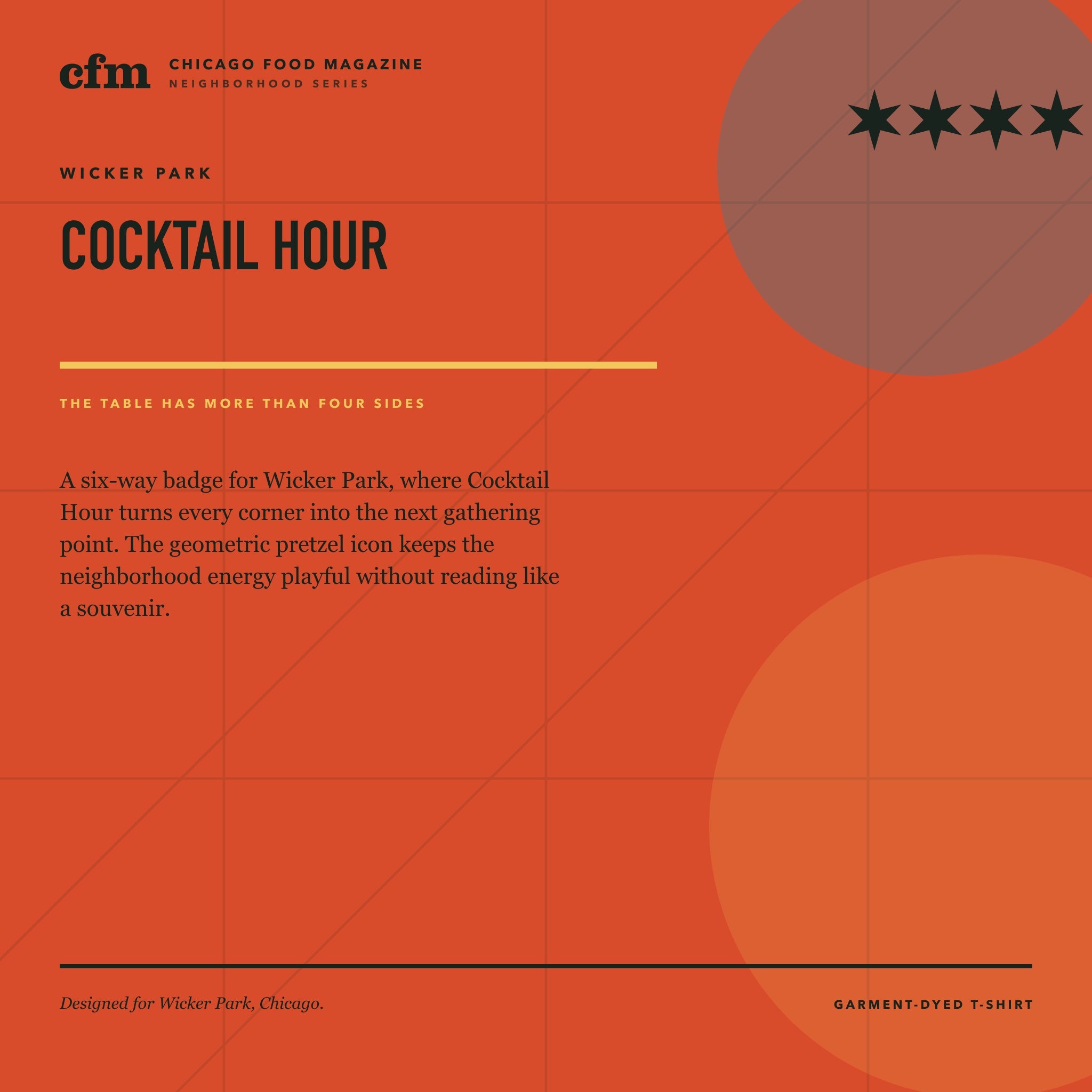 Wicker Park garment-dyed t-shirt, Cocktail Hour design story
